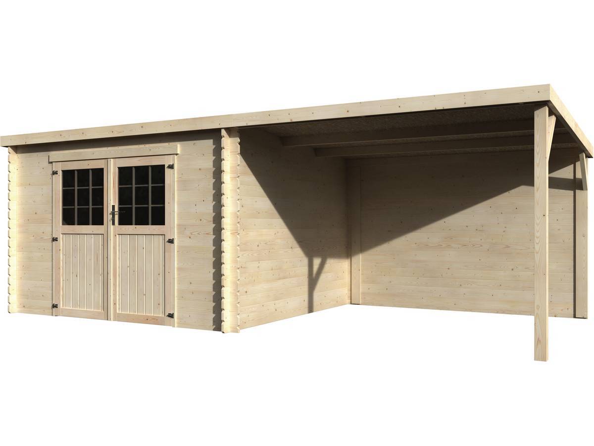 Decor et Jardin - Abri Jardin Bois "eden" Avec Extension - 18.02 M² - 6.05 X 2.98 X 2.09 M - 28 Mm -decor Et Jardin