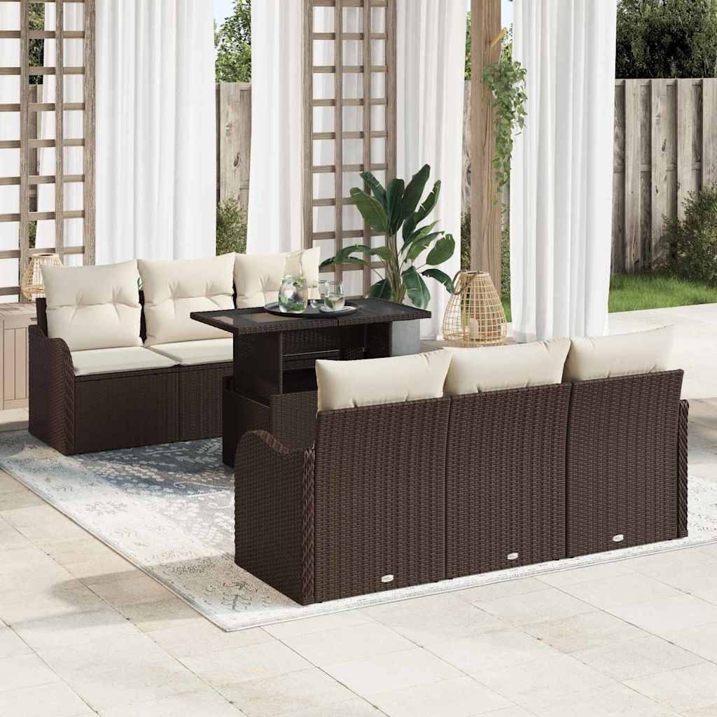 Vidaxl - Ensemble de canapé de jardin 7 pcs Marron Poly rotin vidaXL 3348384 - Image 1