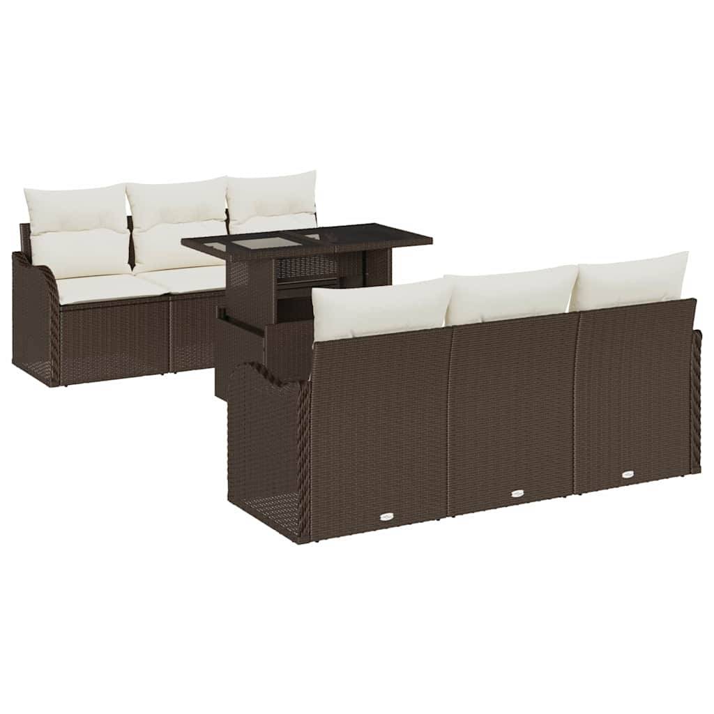 Vidaxl - Ensemble de canapé de jardin 7 pcs Marron Poly rotin vidaXL 3348384 - Image 2