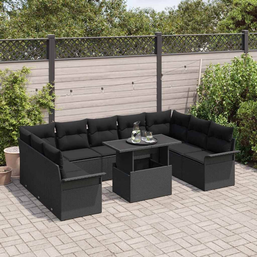 Vidaxl - Ensemble de canapé de jardin 10 pcs Noir Poly rotin vidaXL 3348349 - Image 4