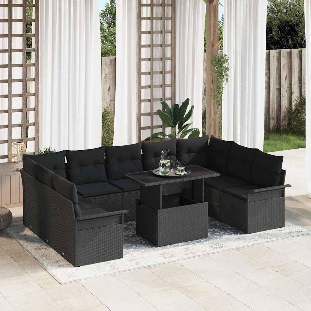 Vidaxl - Ensemble de canapé de jardin 10 pcs Noir Poly rotin vidaXL 3348349 - Image 1