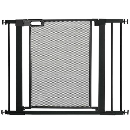 Barrière de sécurité acier pour chiens fermeture automatique 75-103cm noir - ComfortXL Outdoor Living - Image 1
