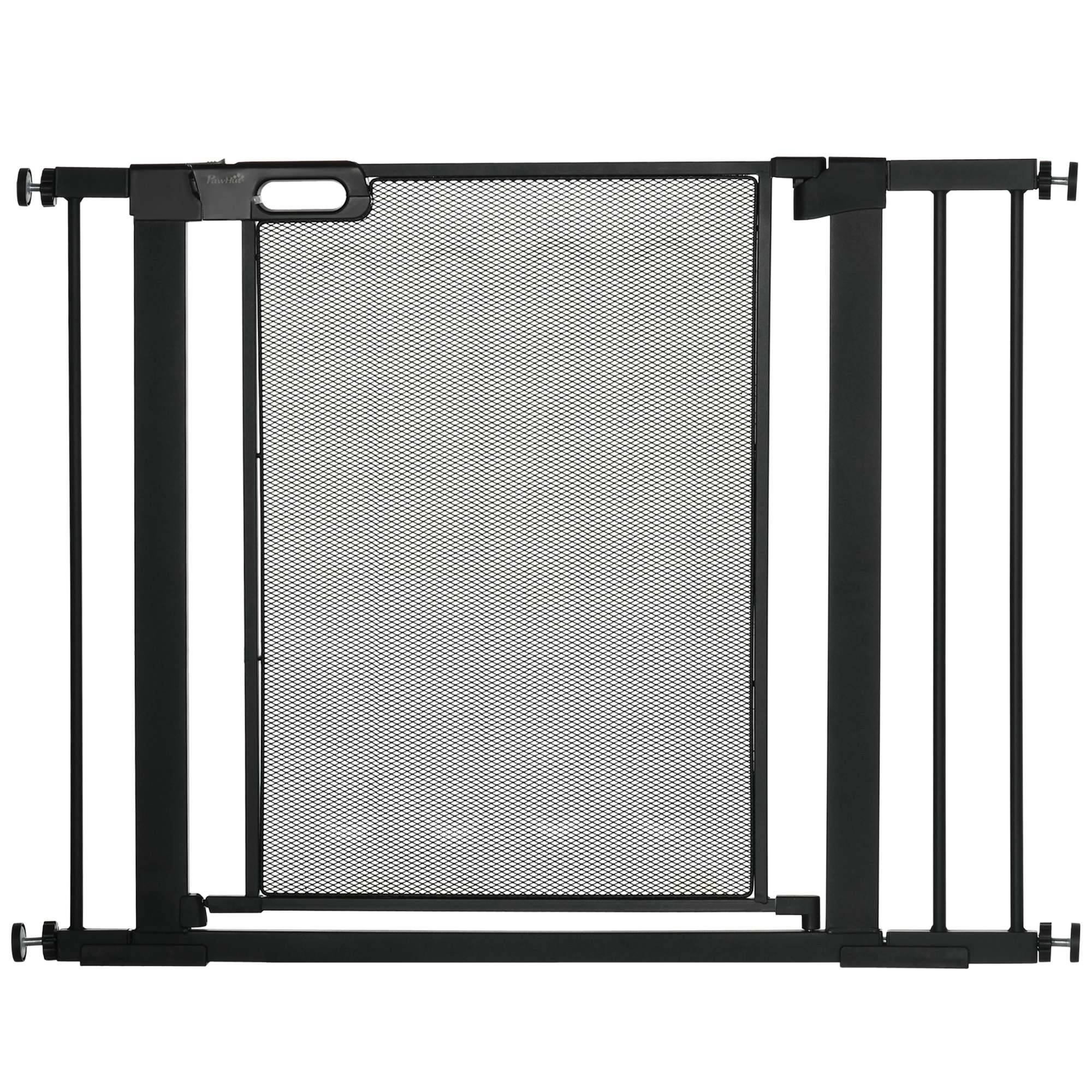 Barrière de sécurité acier pour chiens fermeture automatique 75-103cm noir - ComfortXL Outdoor Living - Image 1