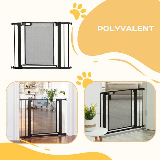 Barrière de sécurité acier pour chiens fermeture automatique 75-103cm noir - ComfortXL Outdoor Living - Image 9