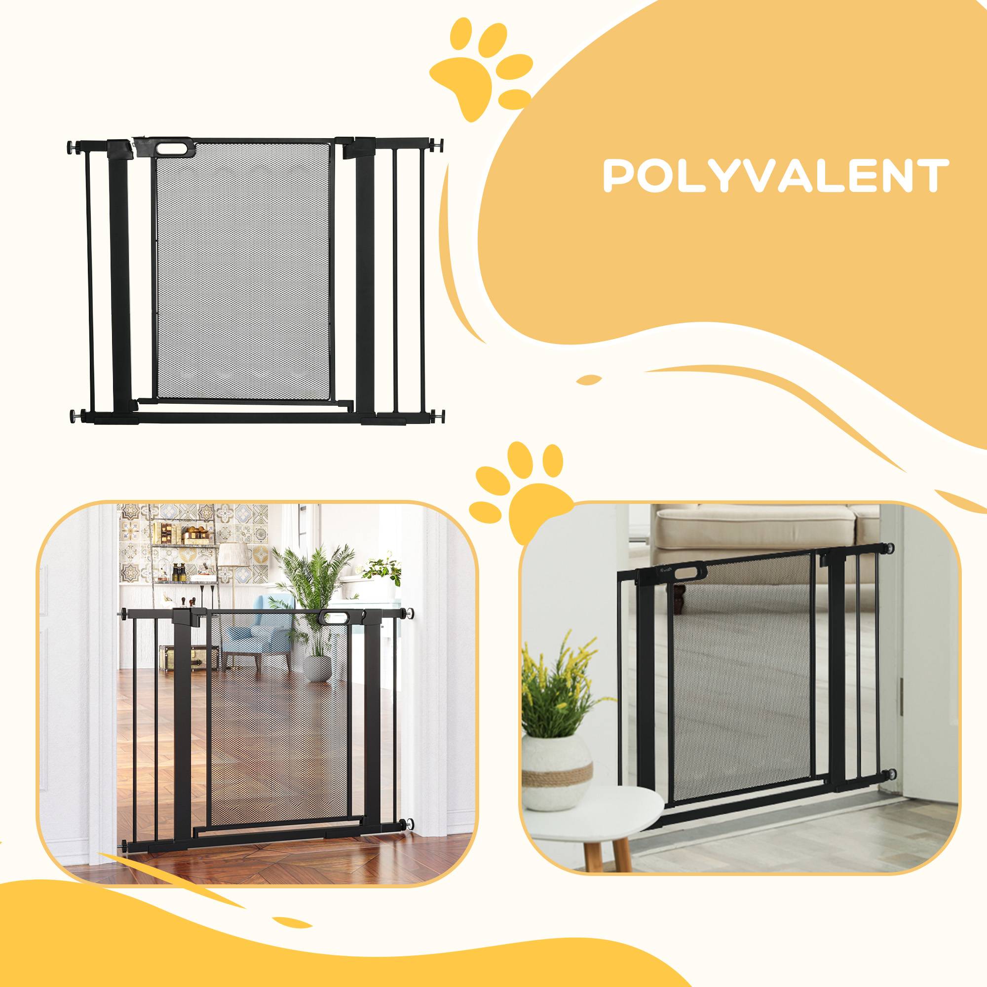Barrière de sécurité acier pour chiens fermeture automatique 75-103cm noir - ComfortXL Outdoor Living - Image 9