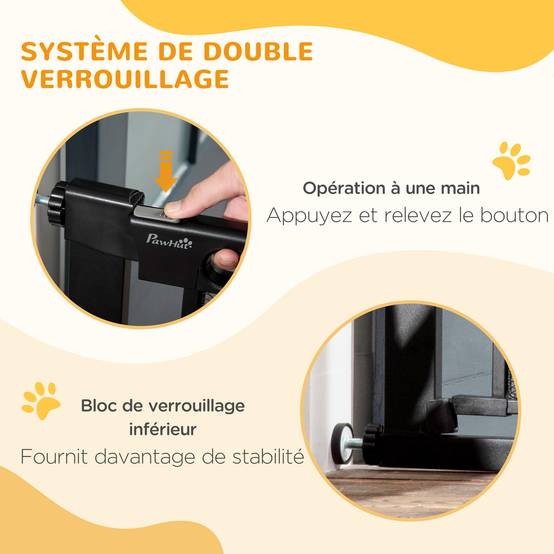 Barrière de sécurité acier pour chiens fermeture automatique 75-103cm noir - ComfortXL Outdoor Living - Image 6