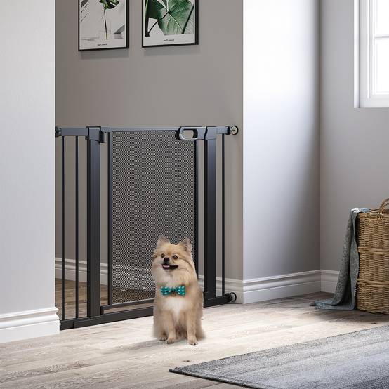 Barrière de sécurité acier pour chiens fermeture automatique 75-103cm noir - ComfortXL Outdoor Living - Image 4