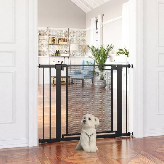 Barrière de sécurité acier pour chiens fermeture automatique 75-103cm noir - ComfortXL Outdoor Living - Image 3