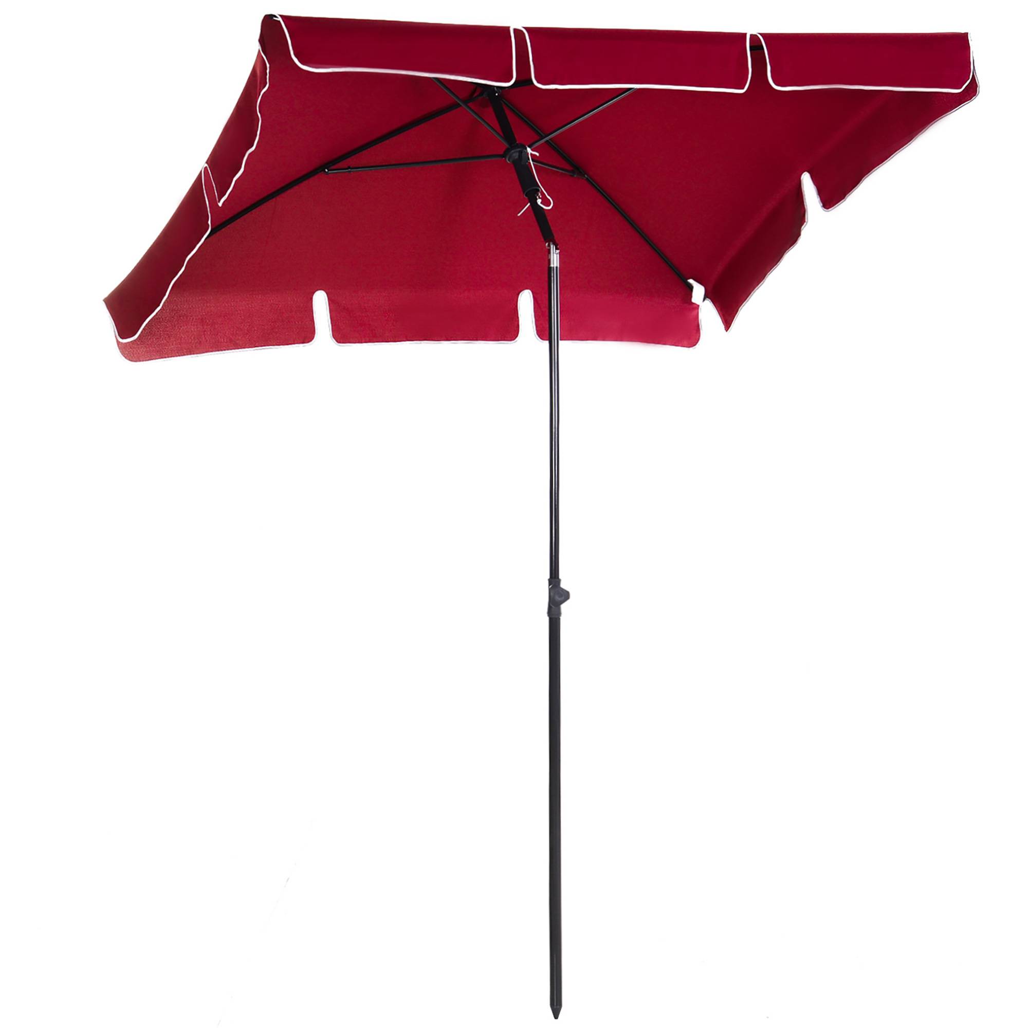 Parasol de jardin Parasol droit rectangulaire inclinable - 198x130x245cm Aluminium Rouge fr163 - Image 1