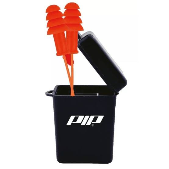 Bouchons d'oreille anti-bruit réutilisables avec cordelette PIP SNR33 dB Orange Unique - Image 2