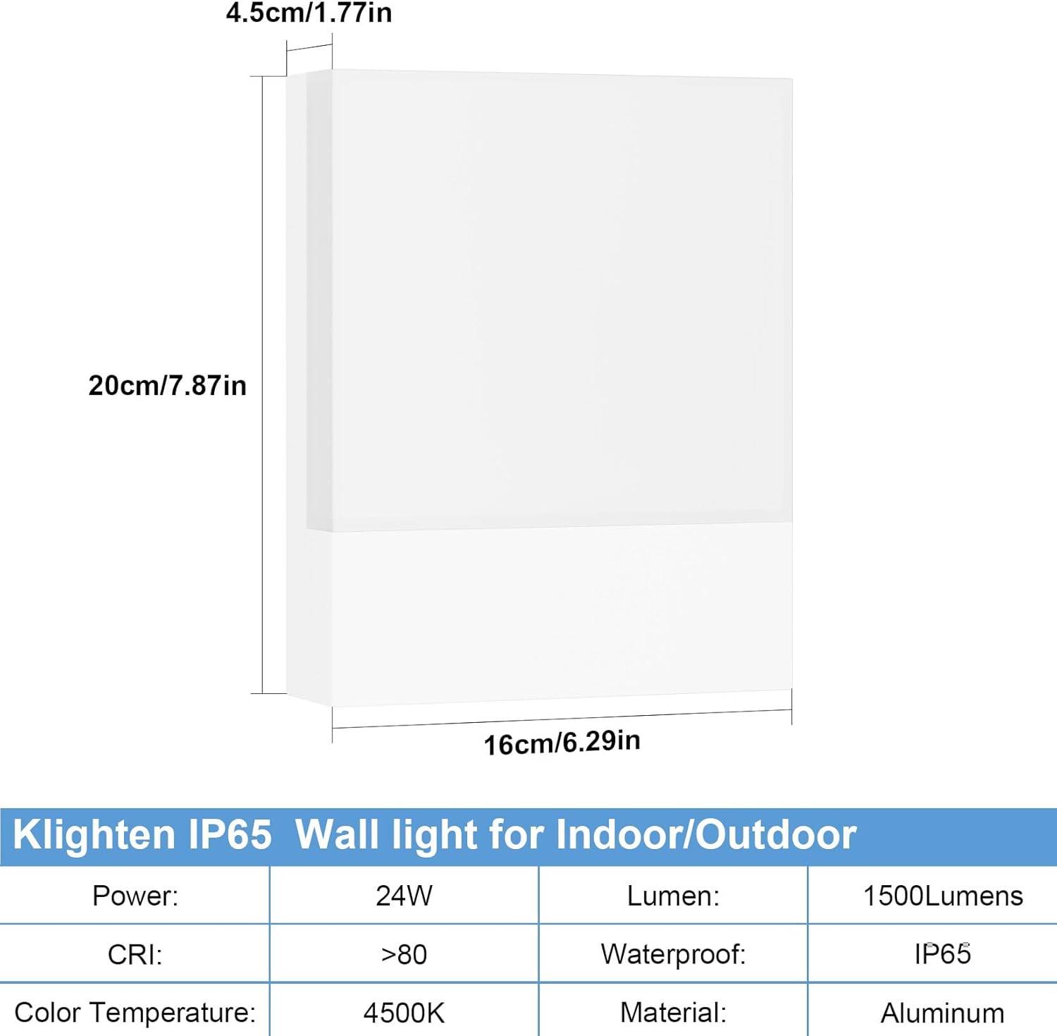 8 in 1 - Lot de 2 24W Lampe Murale LED Intérieur Extérieur IP65 Aluminium 1500Lumen pour Entrée Couloir Escaliers Blanc Neutre 4500K - Image 4