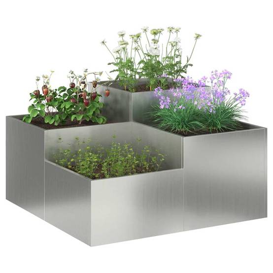 Cache-pot | Bac à fleurs de jardin Argent 100 x 100 x 48 cm Acier galvanisé - Image 3