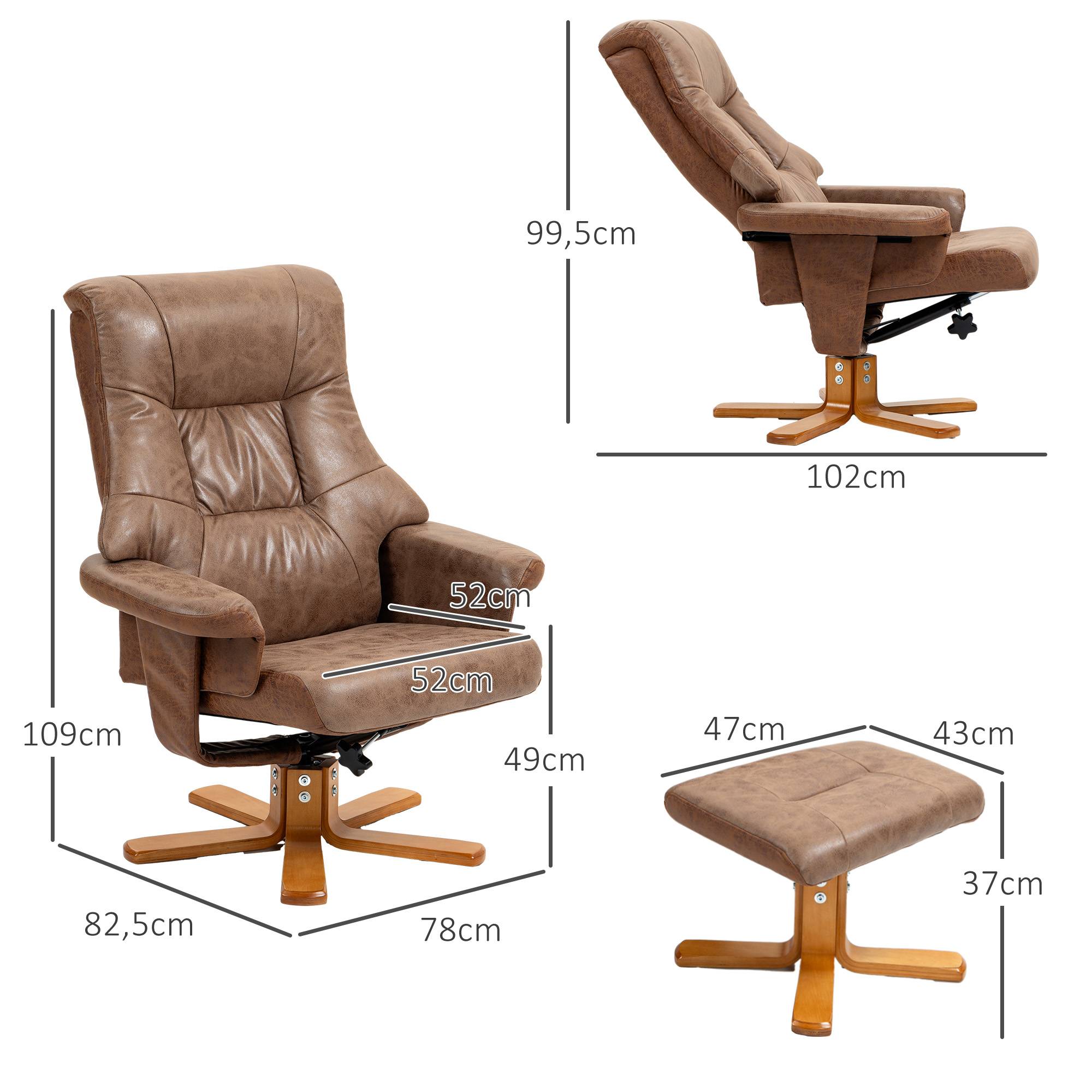 Sans Marque - Fauteuil relax inclinable 135° pivotant 360° avec repose-pieds revêtement microfibre marron - Image 5