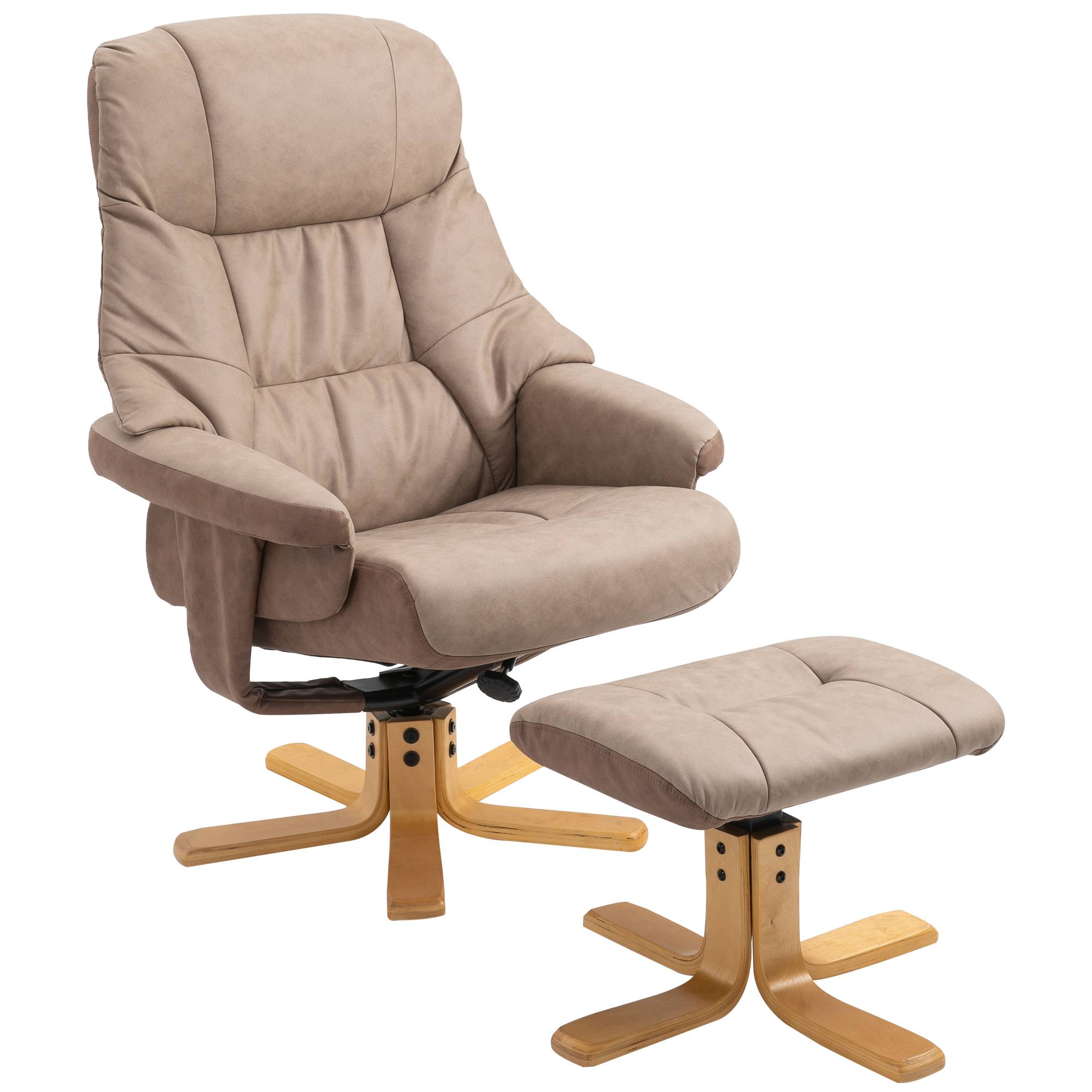 Sans Marque - Fauteuil relax inclinable 135° pivotant 360° avec repose-pieds revêtement microfibre marron - Image 8