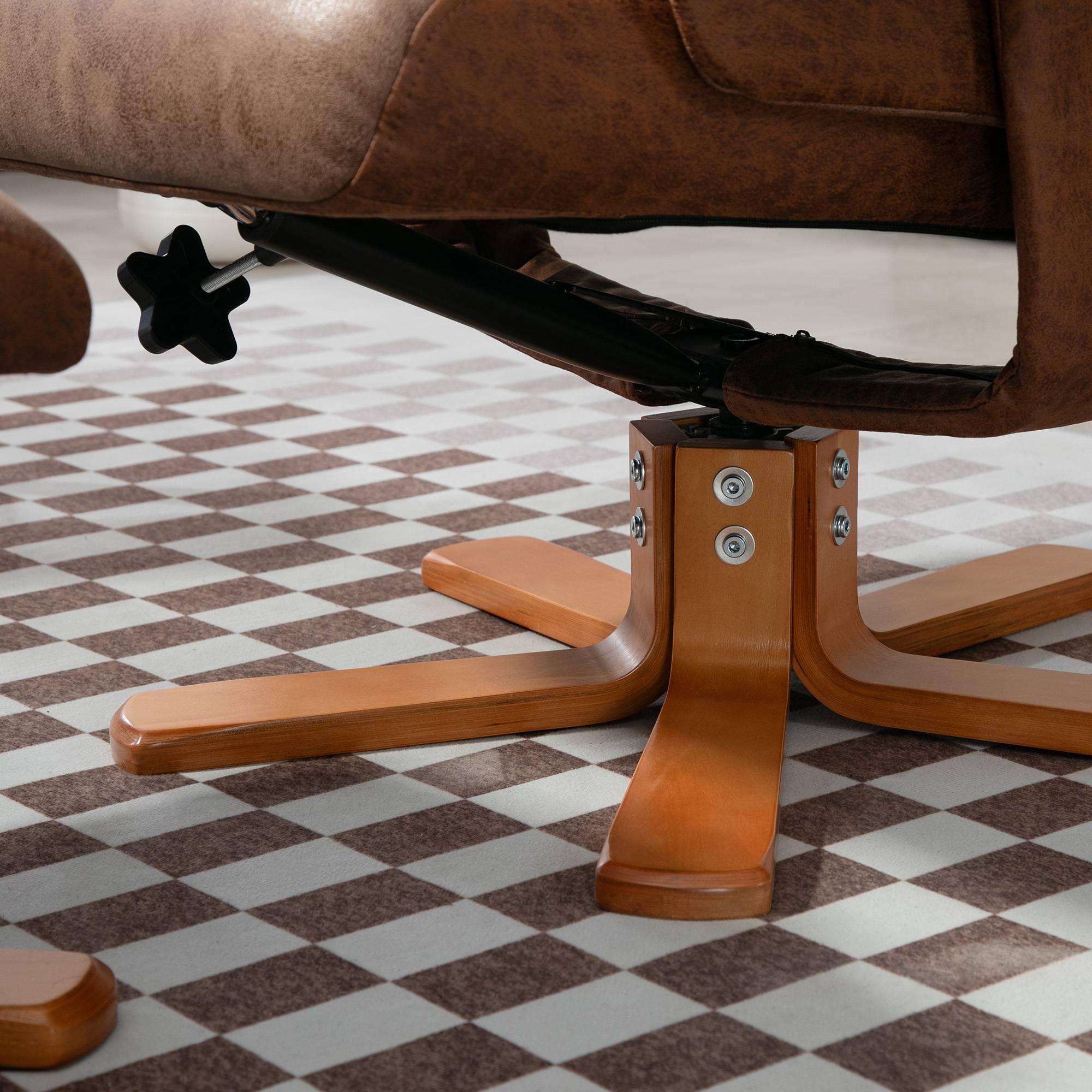 Sans Marque - Fauteuil relax inclinable 135° pivotant 360° avec repose-pieds revêtement microfibre marron - Image 7