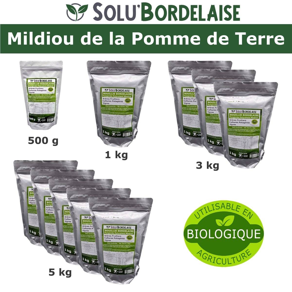 Solu'Bordelaise - 3 kg de Bouillie Bordelaise - Mildiou de la pomme de terre - Utilisable Agriculture Biologique - 3 Sachets Refermable de 1 kg - Image 4