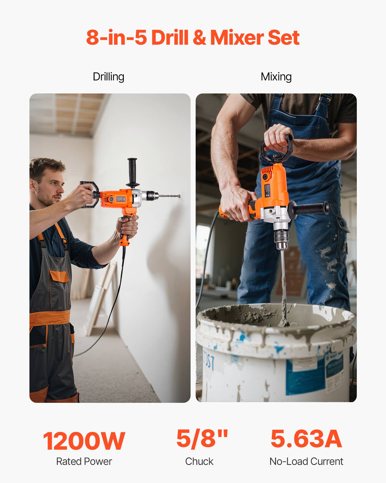 Vevor - VEVOR Malaxeur de Mortier Perceuse Visseuse Filaire 0-750 tr/min 16 mm Peinture - Image 2