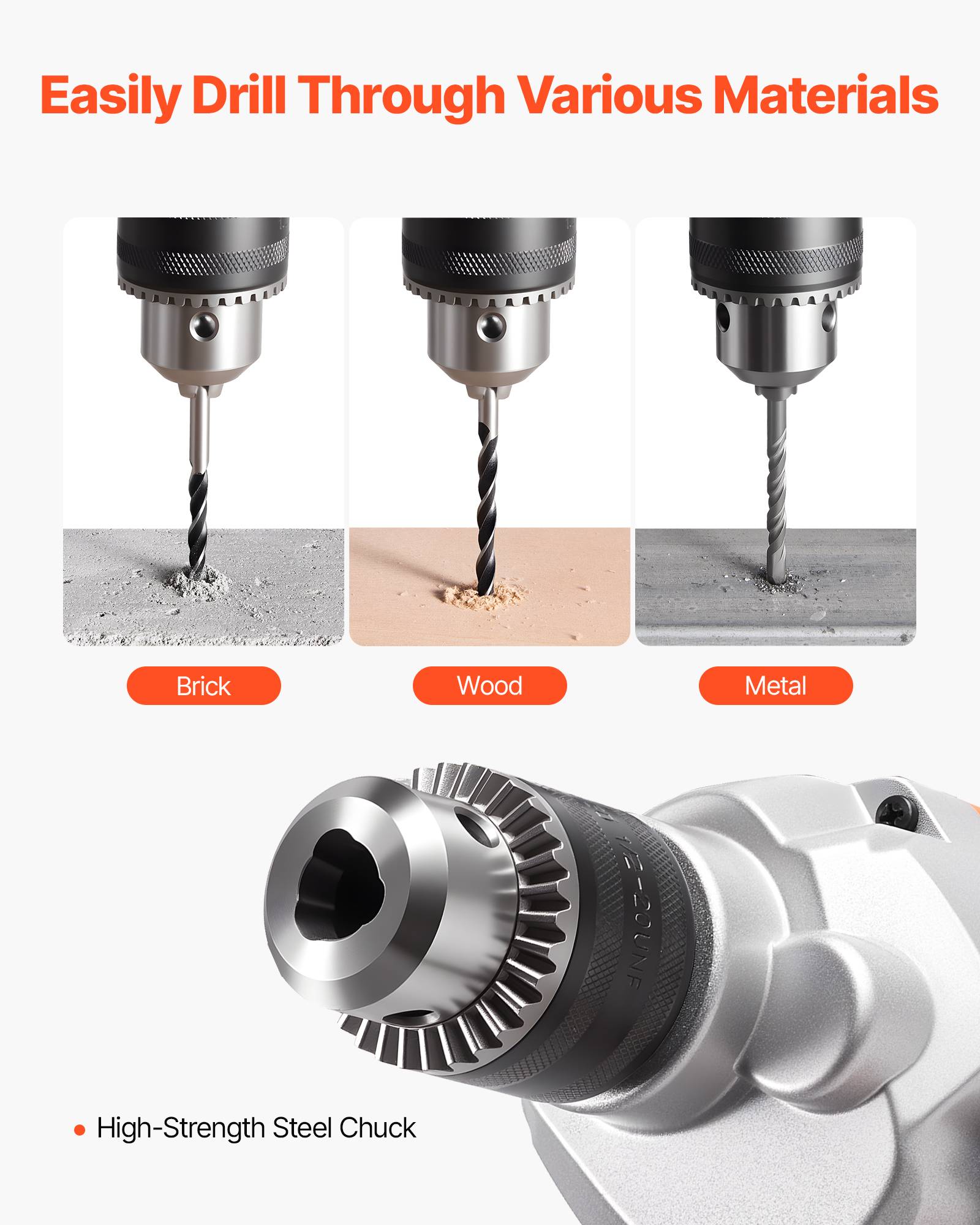 Vevor - VEVOR Malaxeur de Mortier Perceuse Visseuse Filaire 0-750 tr/min 16 mm Peinture - Image 4