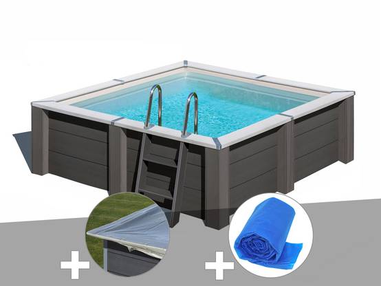 Gré - Kit piscine composite Gré Avant-Garde carrée 3,15 x 3,15 x 0,96 m + Bâche hiver + Bâche à bulles