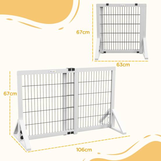 Barrière de séparation bois pin chiens maison largeur réglable 106x67cm blanc - ComfortXL Outdoor Living - Image 5