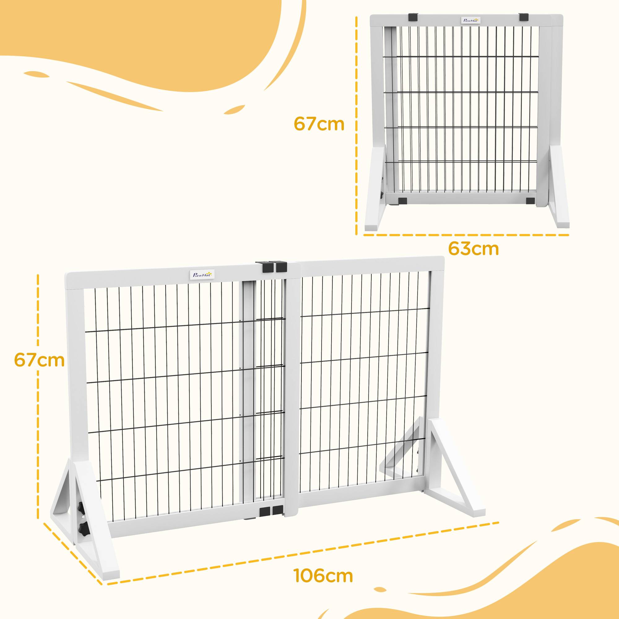 Barrière de séparation bois pin chiens maison largeur réglable 106x67cm blanc - ComfortXL Outdoor Living - Image 5