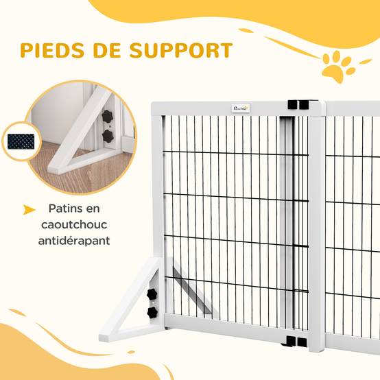 Barrière de séparation bois pin chiens maison largeur réglable 106x67cm blanc - ComfortXL Outdoor Living - Image 9