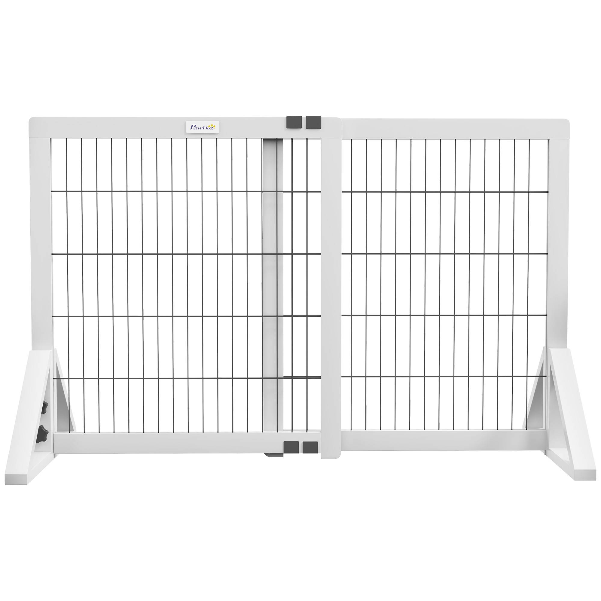 Barrière de séparation bois pin chiens maison largeur réglable 106x67cm blanc - ComfortXL Outdoor Living - Image 1