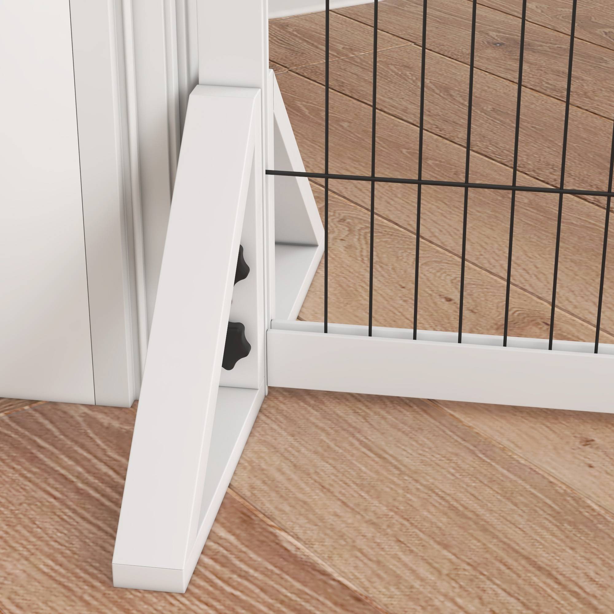 Barrière de séparation bois pin chiens maison largeur réglable 106x67cm blanc - ComfortXL Outdoor Living - Image 10