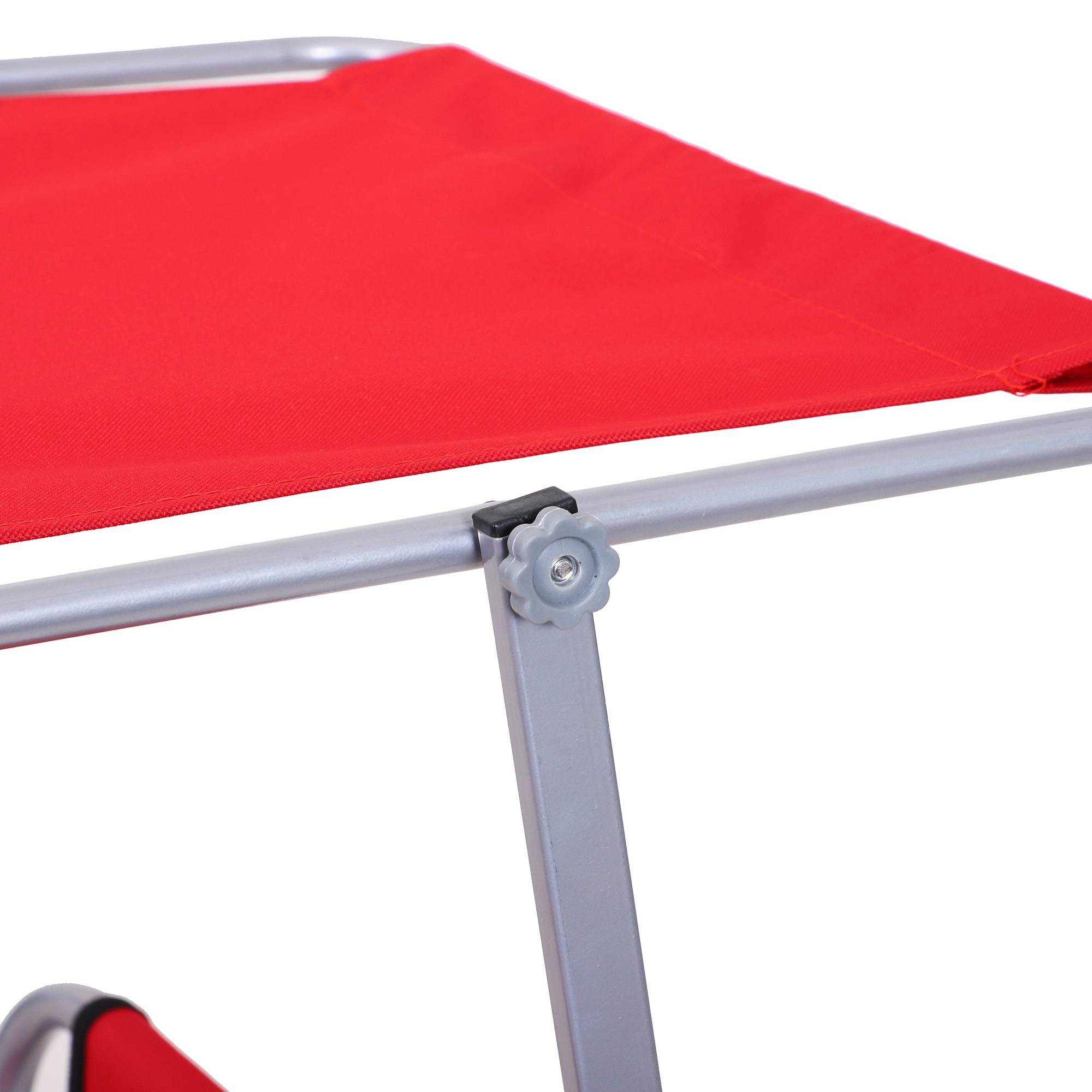 Transat pliable métal pour plage avec pare-soleil réglable 187x58x36cm rouge - ComfortXL Outdoor Living - Image 10