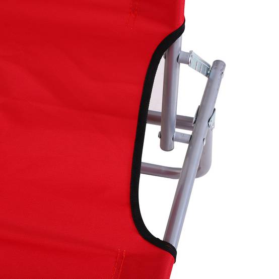 Transat pliable métal pour plage avec pare-soleil réglable 187x58x36cm rouge - ComfortXL Outdoor Living - Image 9