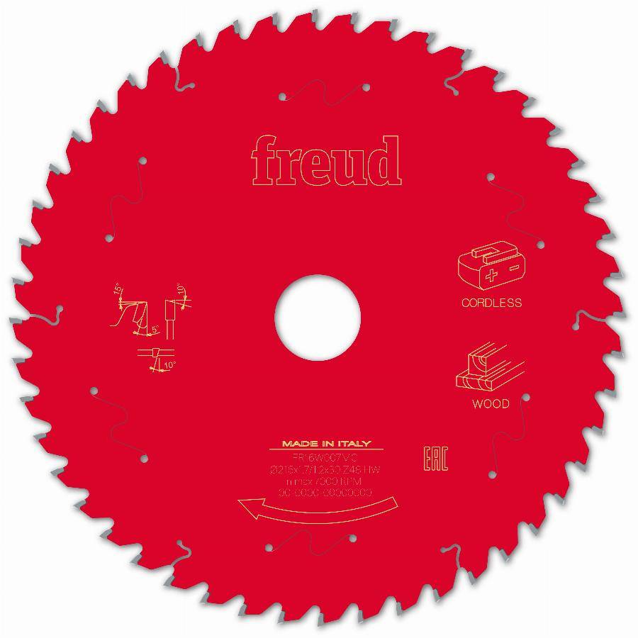 Lame pour scie circulaire portative sans fil FREUD - Ø216 1,7/1,2 AL30 Z48 BA 5° - F03FS10062 -FR16W007MC - Image 2