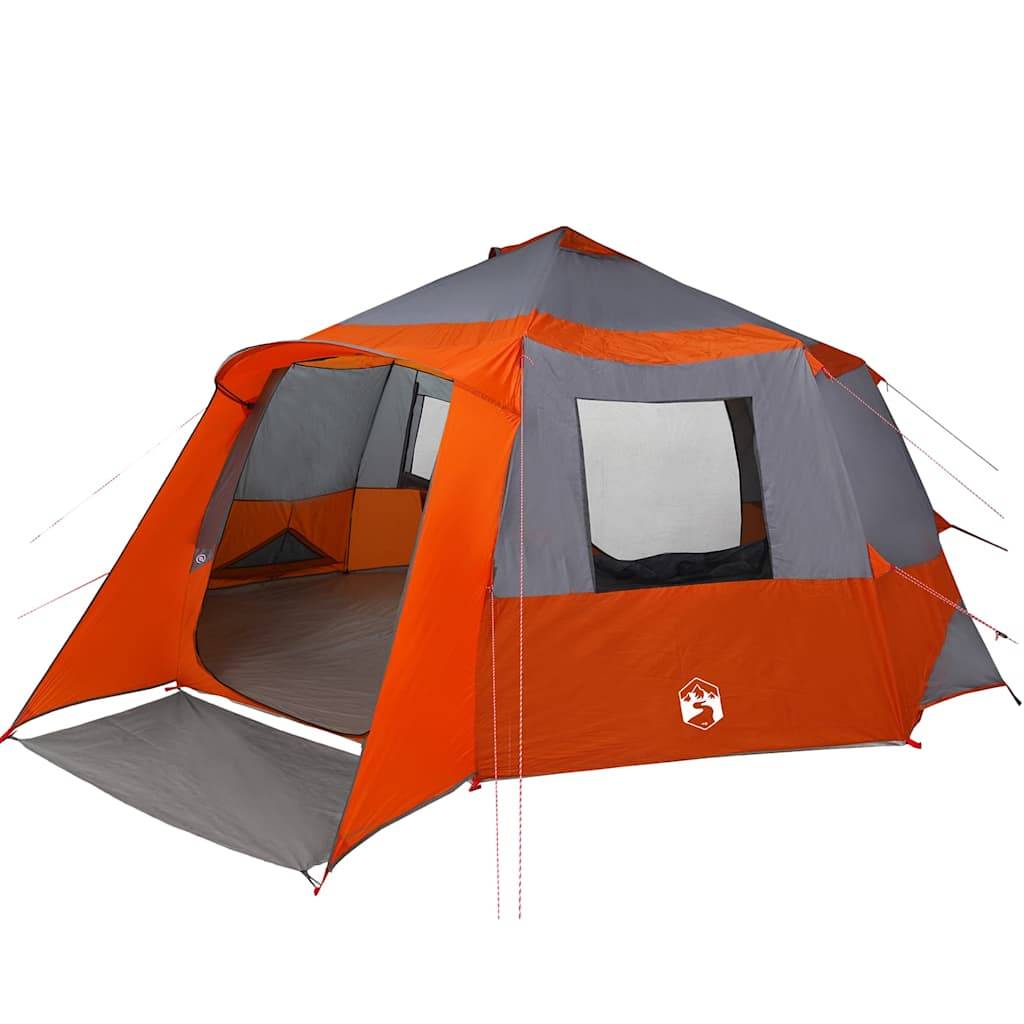 Abri de Camping Familial Type Cabane Polyester Résistant au Vent et Pluie Gris Orange 500x500x294 cm – ComfortXL Outdoor Living - Image 2