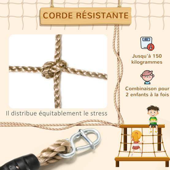 Filet d'escalade de sécurité en corde de jute écologique et imperméable pour enf Filet d'escalade de sécurité en corde de jute écologique et imperméable pour enf