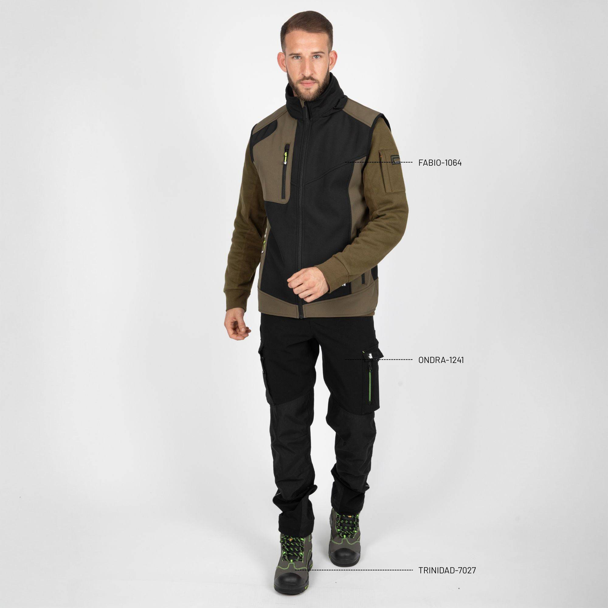 Nineworths - FABIO - GILET SANS MANCHES DE TRAVAIL - 1064 | Noir / Kaki - Image 2