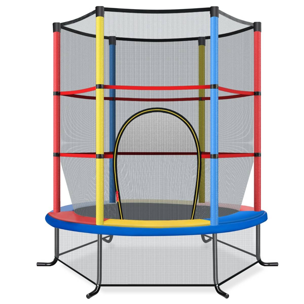 Trampoline de Jardin pour Enfants Ø165CM avec Filet de Protection Appuis de Ressorts et Structure en Acier Coloré F407R - Image 3