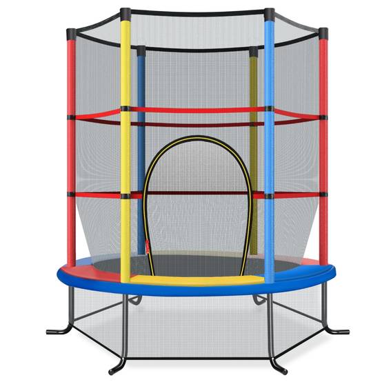 Trampoline de Jardin pour Enfants Ø165CM avec Filet de Protection Appuis de Ressorts et Structure en Acier Coloré F407R - Image 1