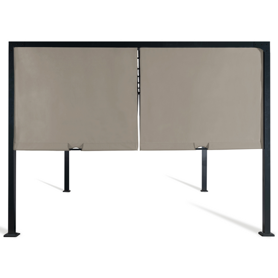 Pergola coulissante 2 pans 3x4 M belvédère de jardin toile taupe - Image 5