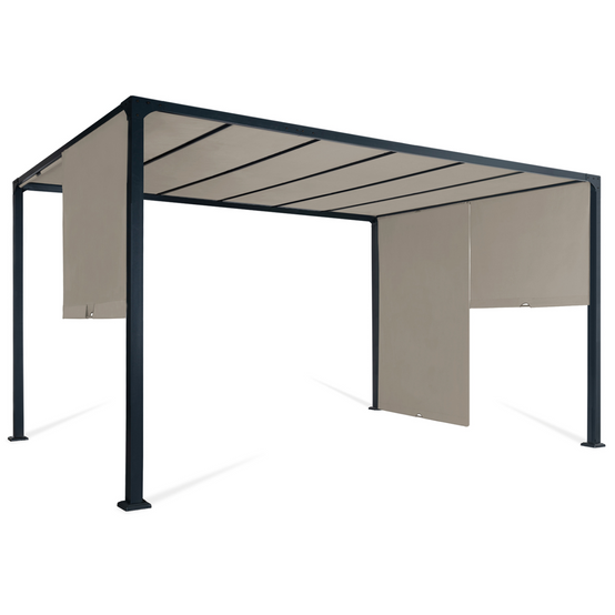 Pergola coulissante 2 pans 3x4 M belvédère de jardin toile taupe - Image 3