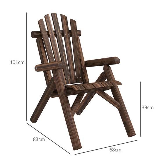 ComfortXL - Fauteuil Adirondack bois sapin jardin terrasse dossier ergonomique brun foncé 83x68cm - ComfortXL Outdoor Living - Image 3