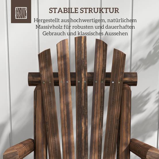 ComfortXL - Fauteuil Adirondack bois sapin jardin terrasse dossier ergonomique brun foncé 83x68cm - ComfortXL Outdoor Living - Image 4