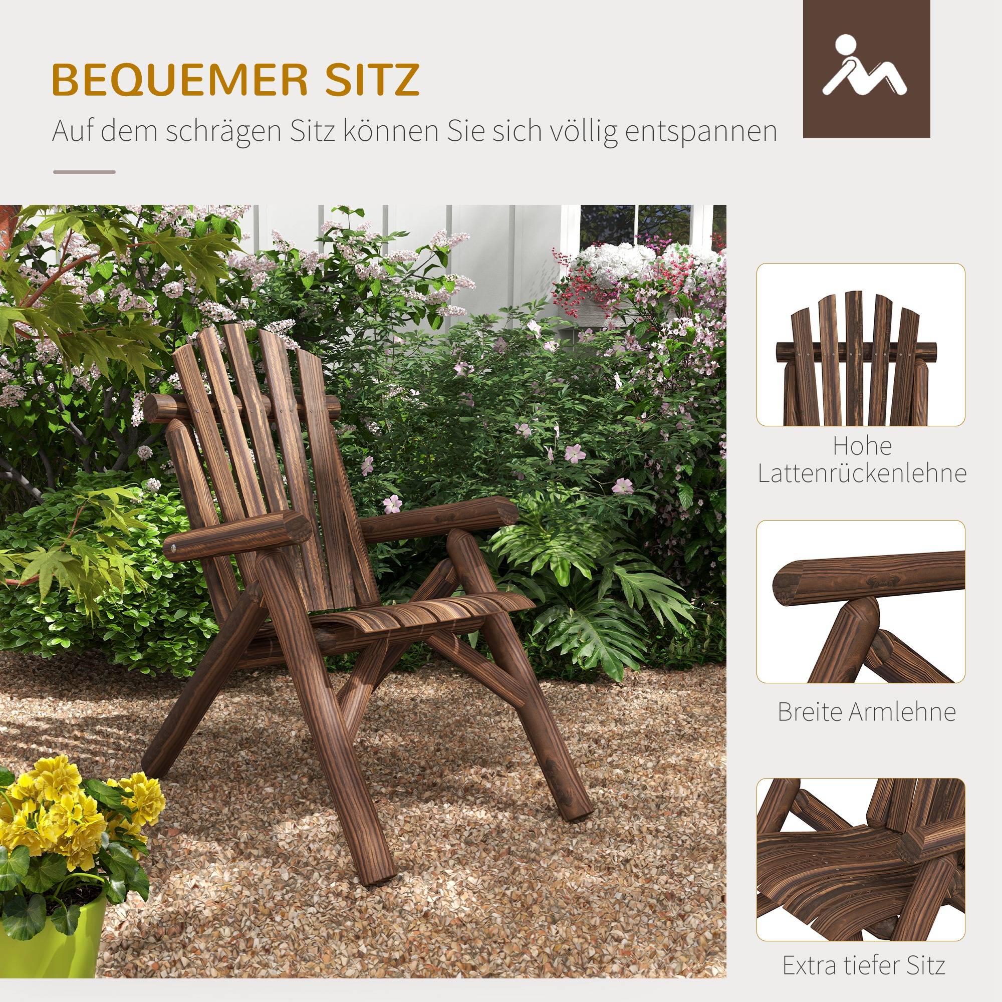 ComfortXL - Fauteuil Adirondack bois sapin jardin terrasse dossier ergonomique brun foncé 83x68cm - ComfortXL Outdoor Living - Image 5