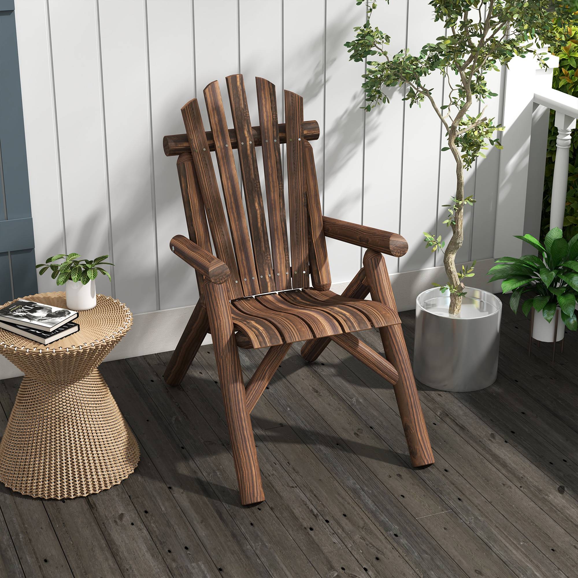ComfortXL - Fauteuil Adirondack bois sapin jardin terrasse dossier ergonomique brun foncé 83x68cm - ComfortXL Outdoor Living - Image 1