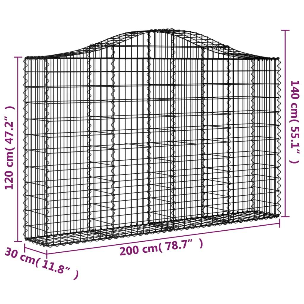 Vidaxl - Panier de gabions arqué 200x30x120/140 cm Fer galvanisé vidaXL 153386 - Image 3