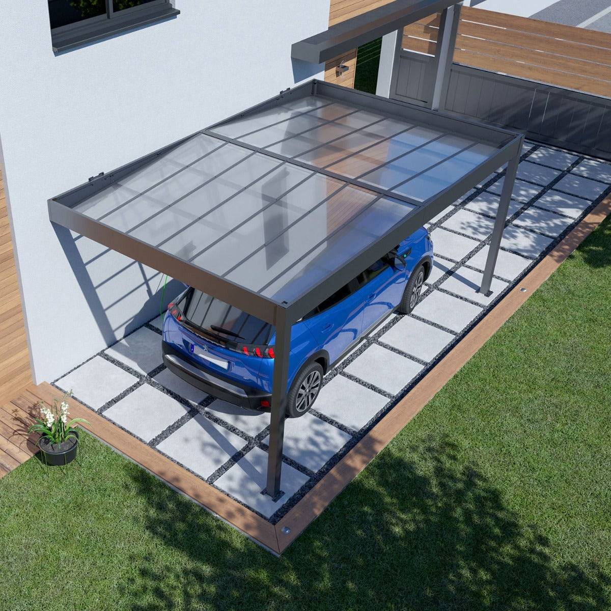 Trigano Jardin - Carport adossé aluminium Trigano - LIBECCIO WALL - 16 m² - Image 2