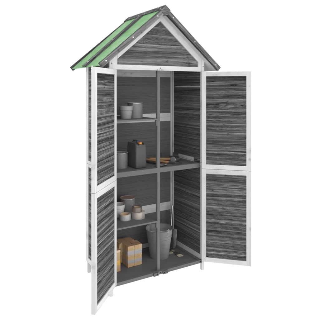 Abri à outils 0.47m² - Cabane à outils - Abri de jardin gris 89x52,5x175 cm bois massif pin MAISON CHIC - Image 3