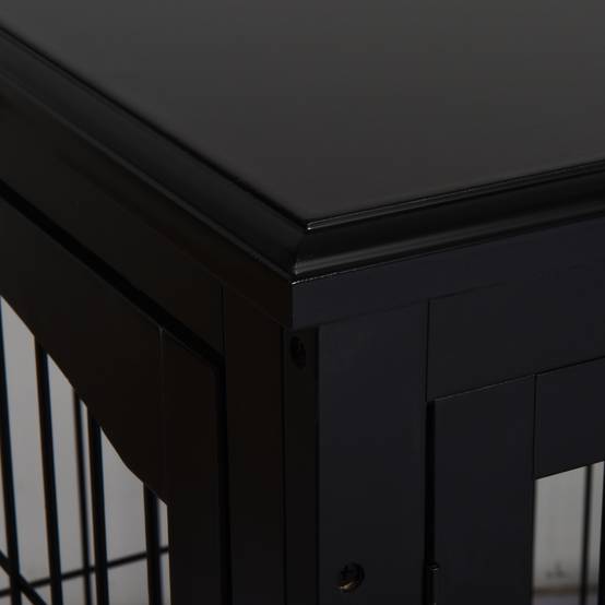 Cage chien intérieur Bois MDF Meuble décoratif 3 portes 81x58x66cm Noir - ComfortXL Outdoor Living - Image 10