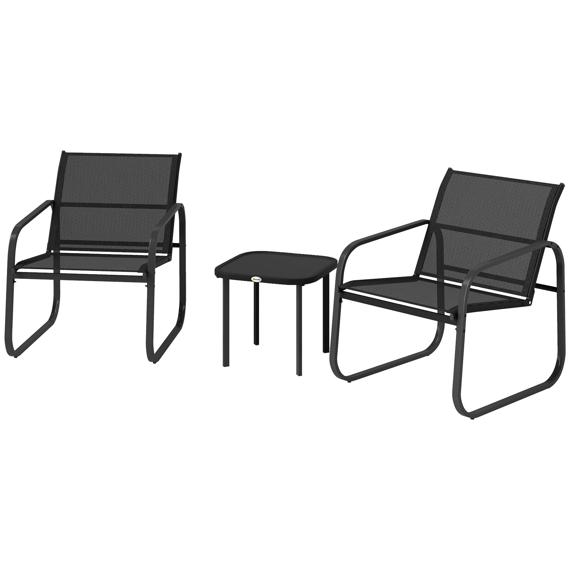ComfortXL - Salon de jardin 2 places acier textilène pour cour ou balcon assises confort noir - ComfortXL Outdoor Living - Image 2