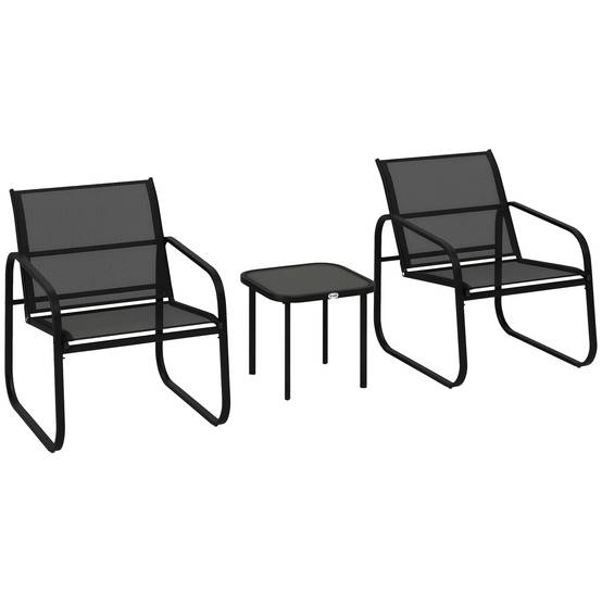 ComfortXL - Salon de jardin 2 places acier textilène pour cour ou balcon assises confort noir - ComfortXL Outdoor Living - Image 1