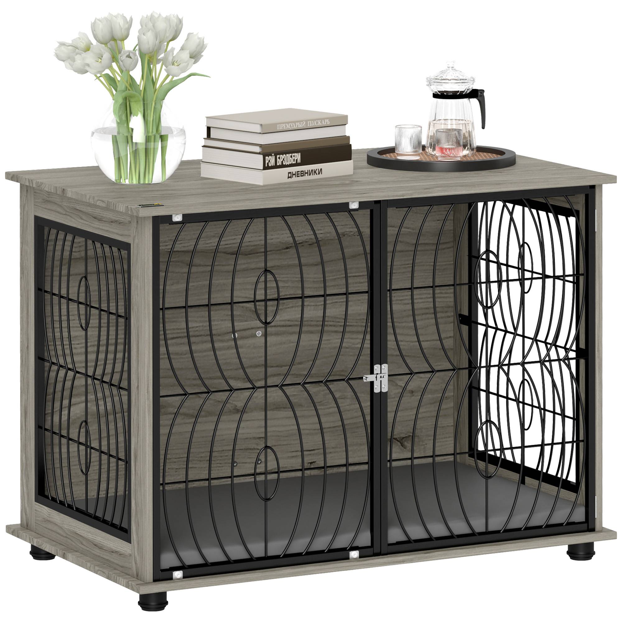 Caisse de séjour verrouillable pour grand chien, gris - Image 1