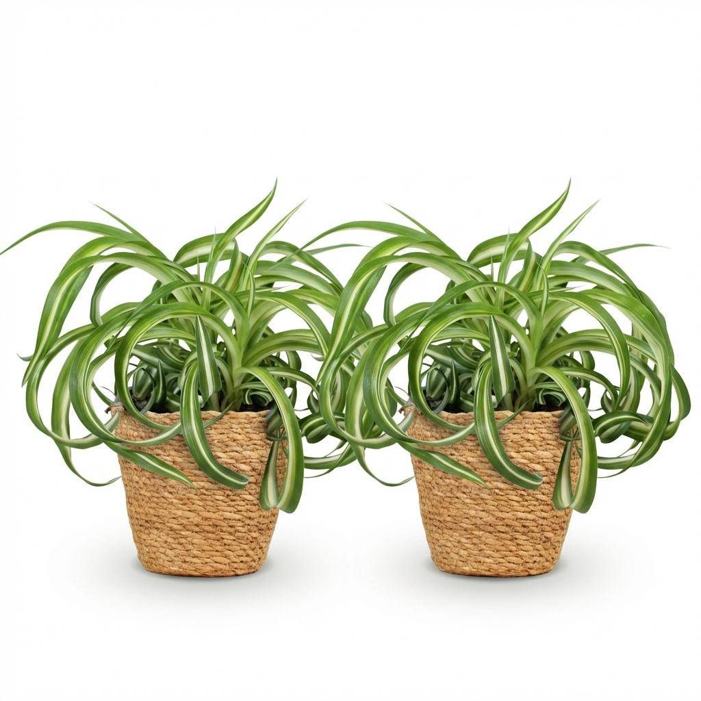 Chlorophytum comosum Bonnie - Pet-friendly - Pot de 12cm - Hauteur 20cm - 2 plantes - Panier - Plantes d'intérieur - Image 2